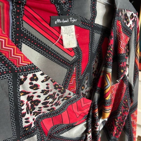 Vintage 90s Y2K Colorful Geometric Women's Blouse Top Size Large - Picture 15 of 16